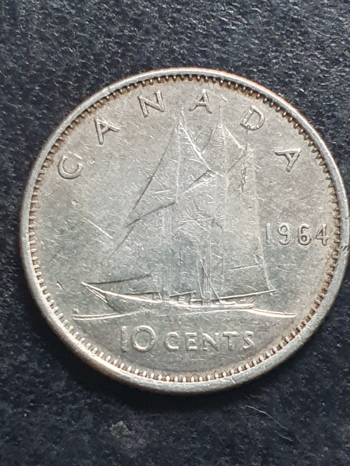 Zilveren 10 cent munt uit 1964 Canada., Ophalen of Verzenden, Noord-Amerika, Losse munt, Zilver
