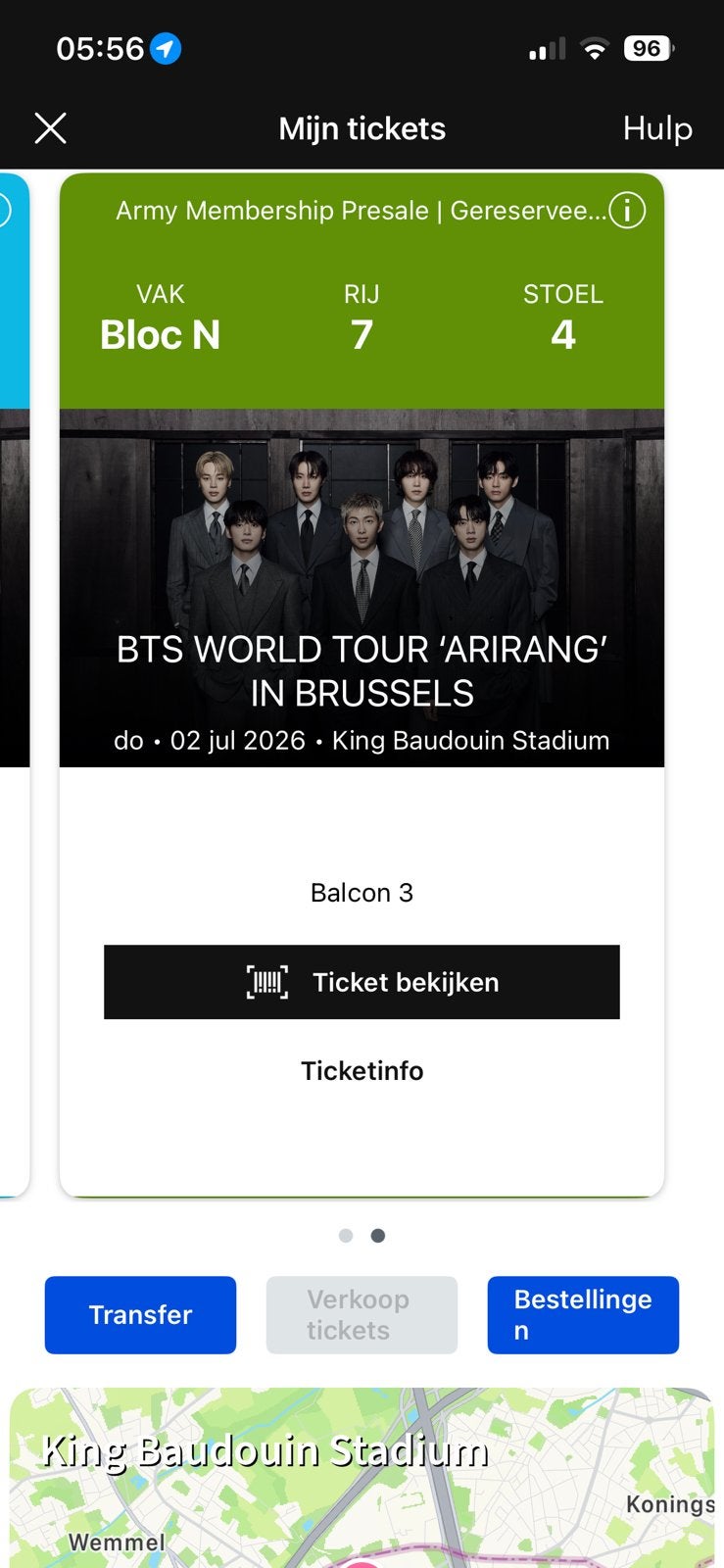 BTS TICKETS, Tickets en Kaartjes, Eén persoon