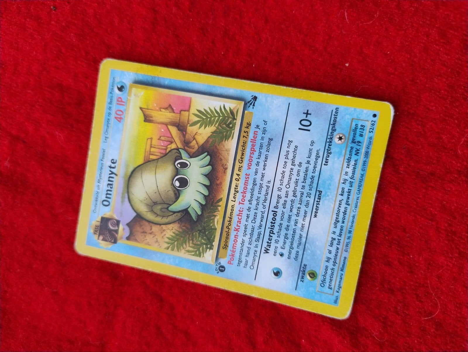 Pokémon Kaart Omanyte 40 IP - Base Set 52/62, Ophalen of Verzenden, Gebruikt, Losse kaart