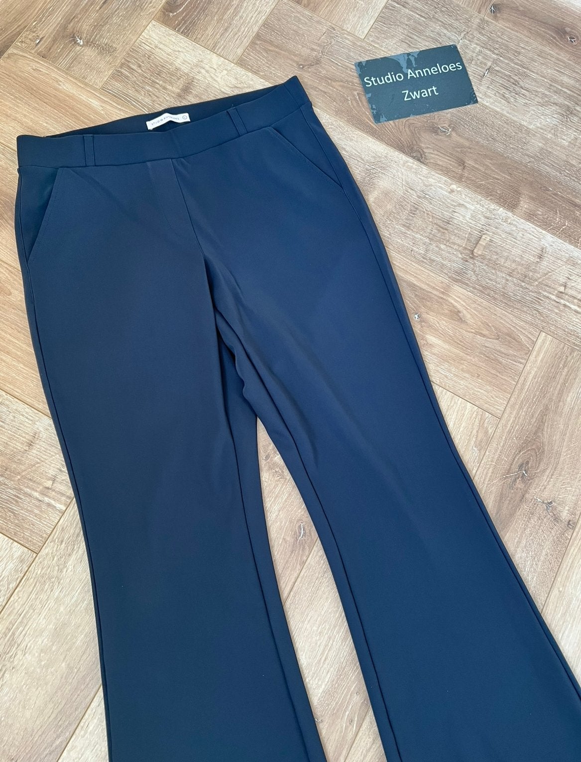 Studio anneloes flair bonded broek L zwart travelstof, Zwart, Maat 42/44 (L), Ophalen of Verzenden, Zo goed als nieuw