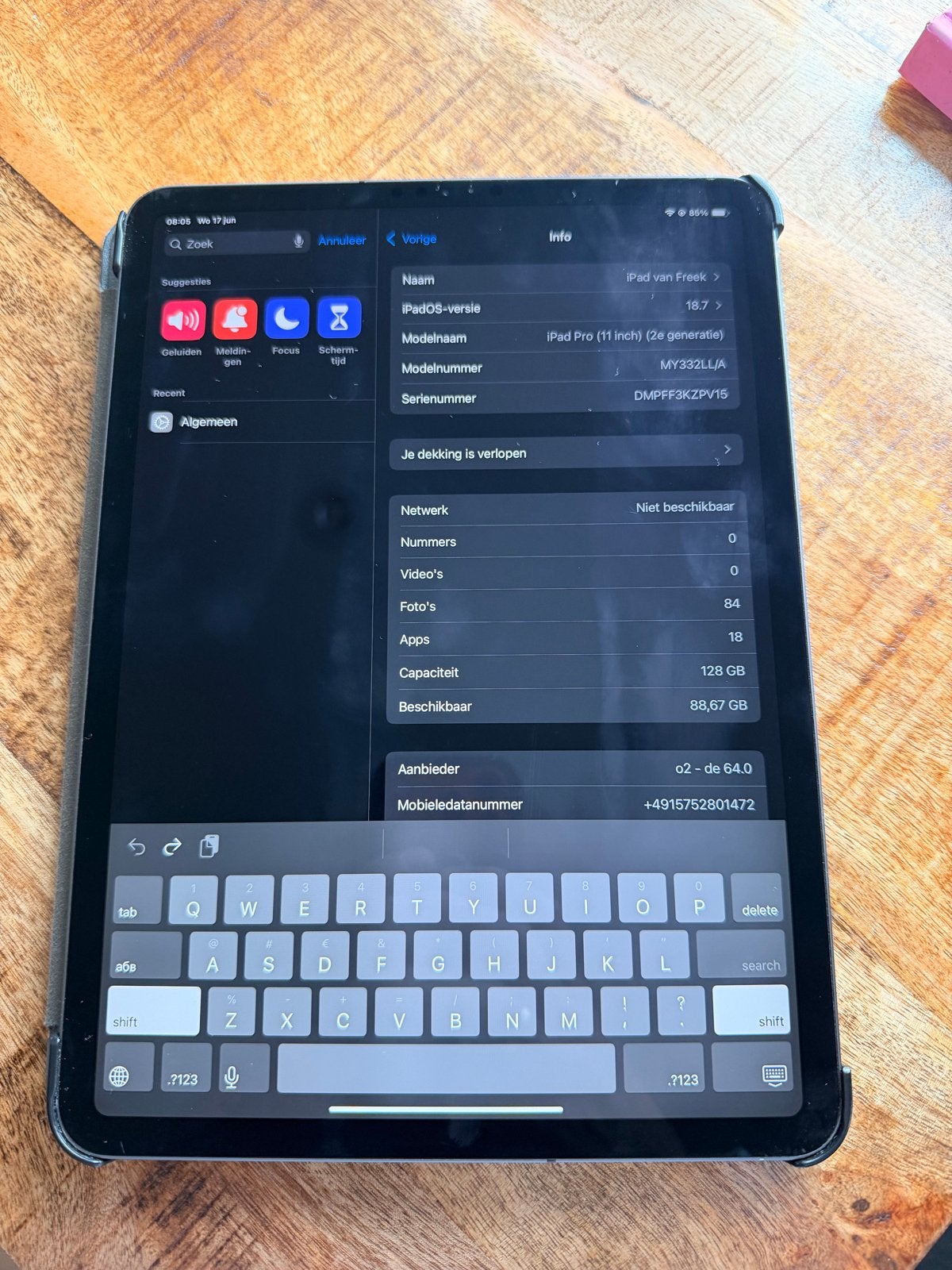 Apple iPad Pro (11 inch) 2e generatie 128GB Wi-Fi, Gebruikt, 11 inch, Ophalen of Verzenden, Apple iPad Pro