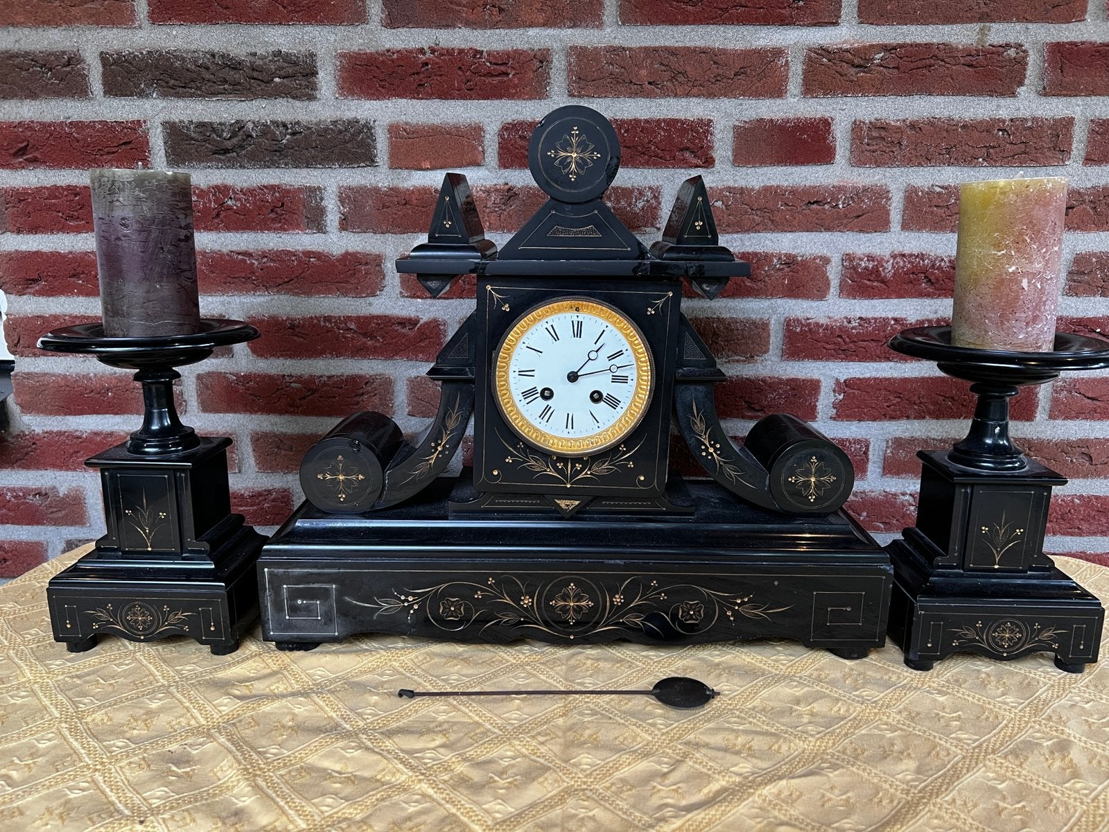 Antieke Franse schouw penduleset., Ophalen