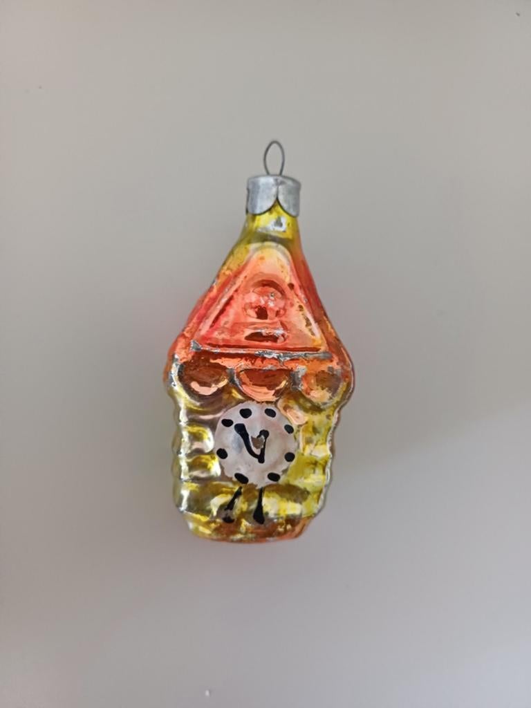 Oude kerstbal van glas klok huis, Ophalen of Verzenden