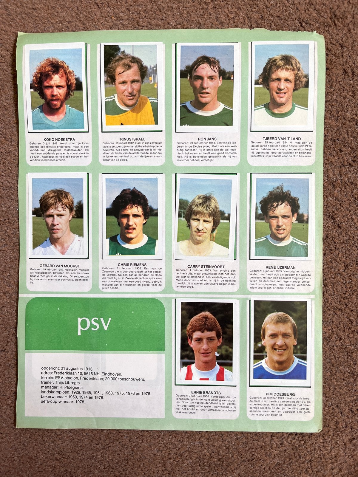 PSV Voetbalplaatjes - Vintage Collectie, Verzamelen, Ophalen of Verzenden, Gebruikt, PSV, Poster, Plaatje of Sticker