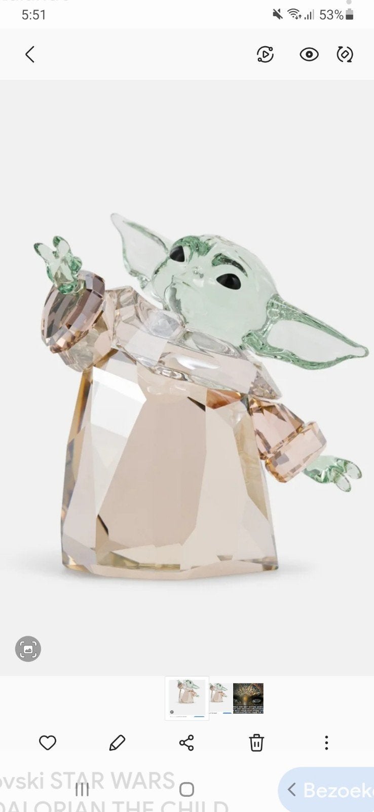 Swarovski Star Wars The Child (Baby Yoda) Kristal, Verzamelen, Ophalen of Verzenden, Zo goed als nieuw, Figuurtje