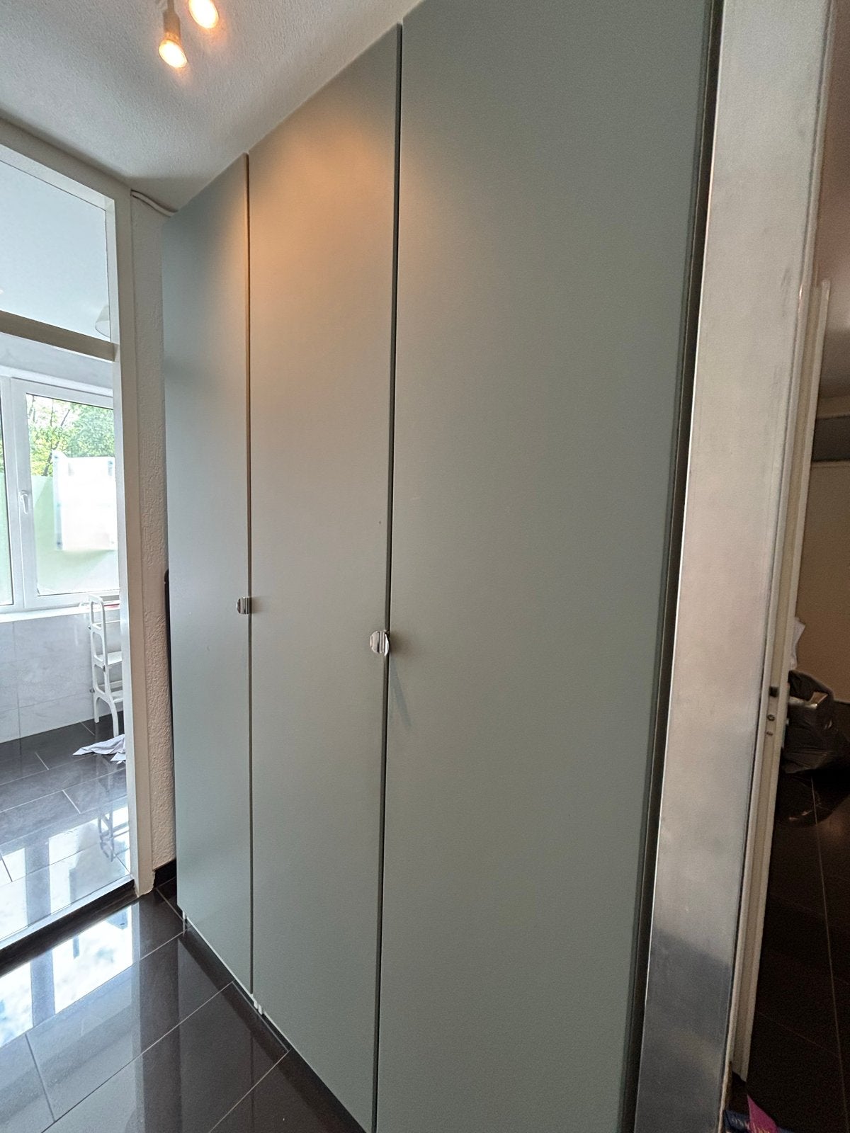 Ikea Pax Kastdeuren - Grijsgroen en Spiegel, Ophalen, Gebruikt, 200 cm of meer, 50 tot 100 cm