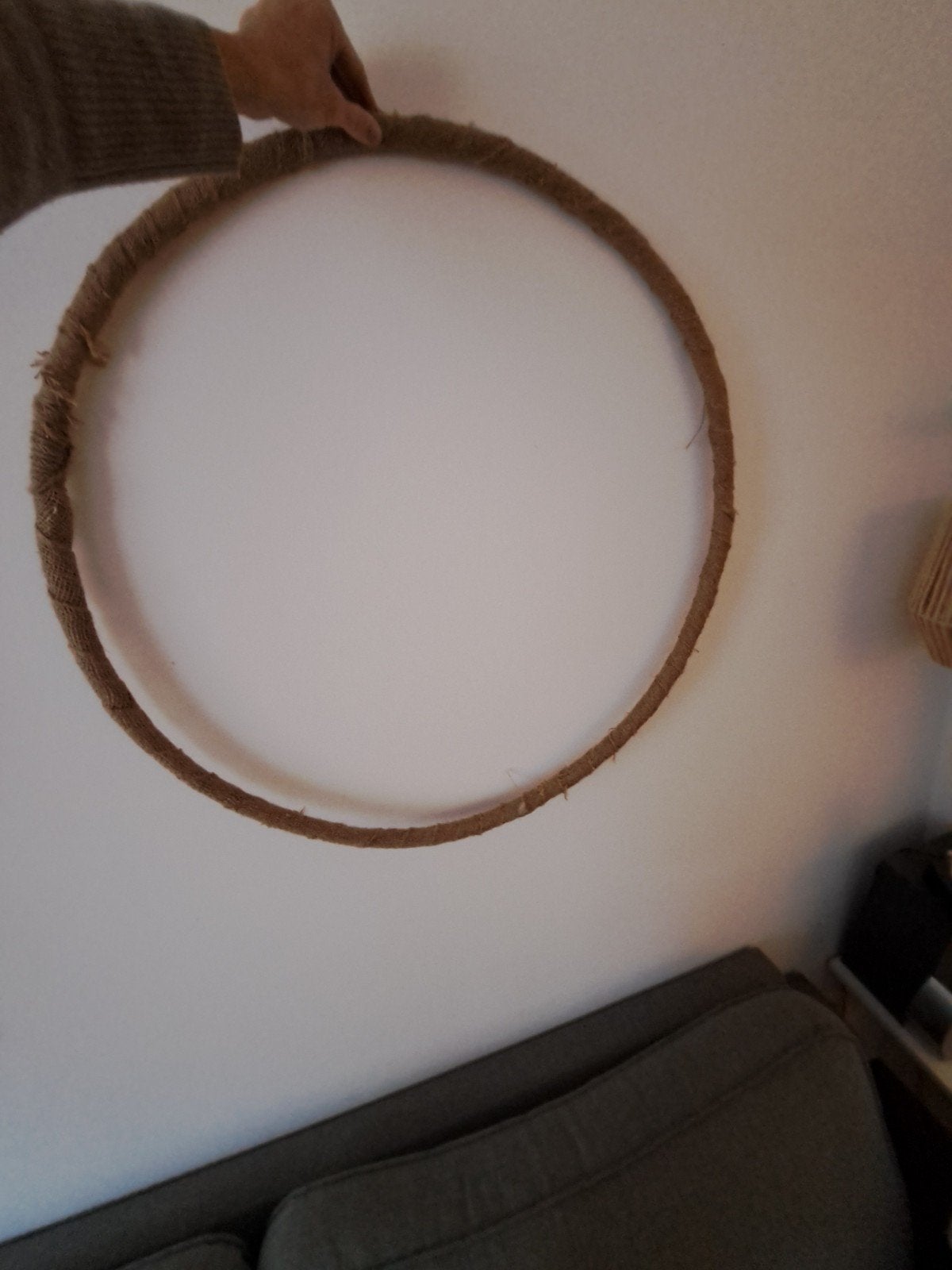 Decoratieve ring van touw - doorsnee 79 cm, Huis en Inrichting, Gebruikt, Boho, Ophalen of Verzenden, Natuurlijk materiaal