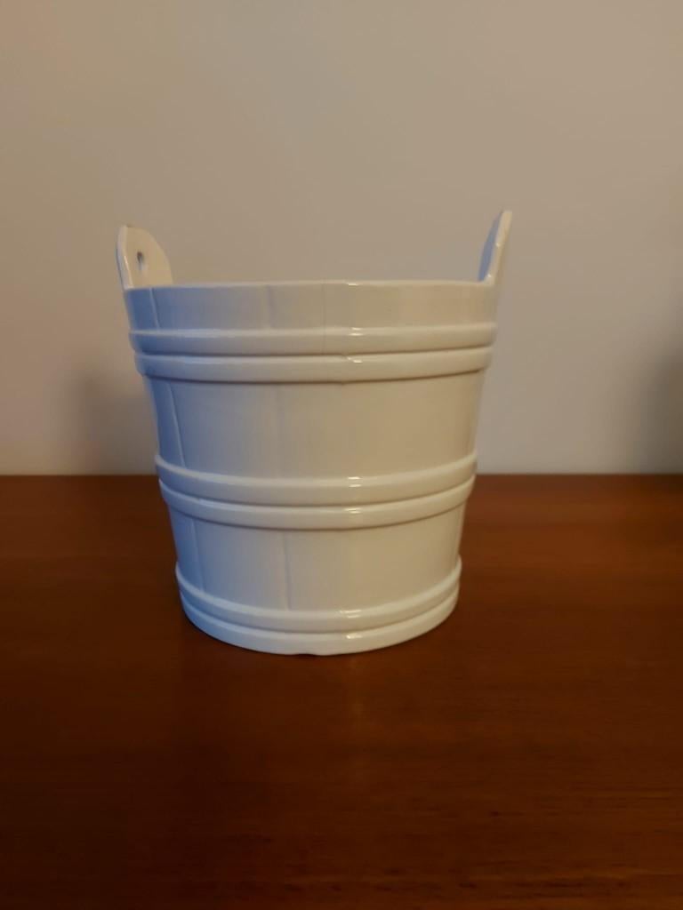 Wit Aardewerken Bloempot voor Binnen - h.14,5cm - d.16cm, Gebruikt, Rond, Binnen, Ophalen of Verzenden