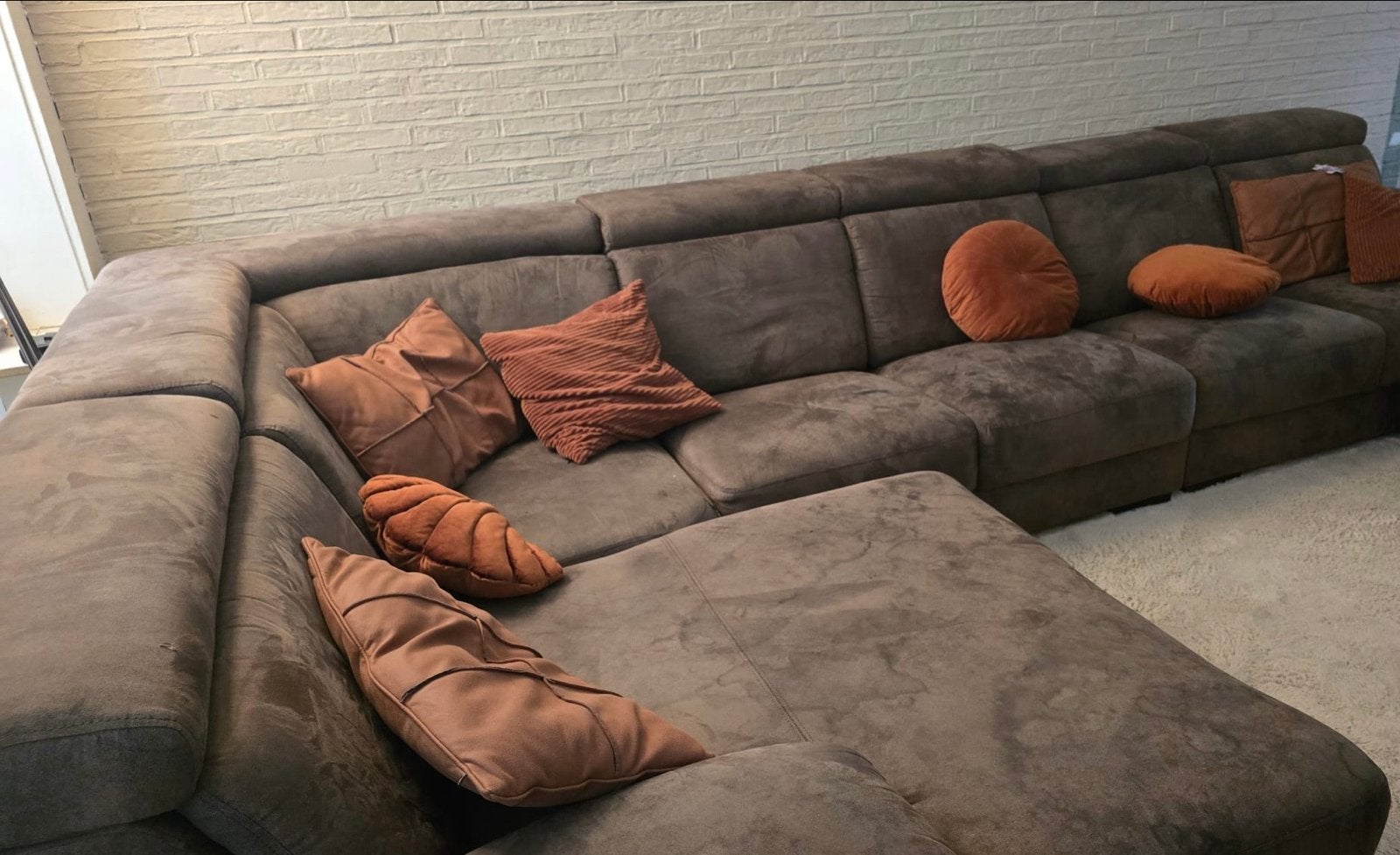 Grote comfortabele hoekbank met chaise longue, Huis en Inrichting, Banken | Bankstellen, Ophalen, Gebruikt, Hoekbank, 300 cm of meer