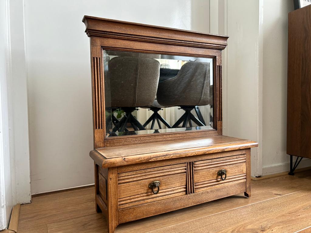 Vintage kaptafel / spiegel met ladekast, Huis en Inrichting, Tafels | Kaptafels, Ophalen, 50 tot 100 cm, Minder dan 100 cm