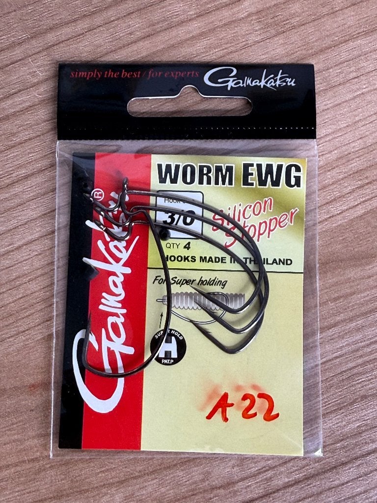 Gamakatsu Worm EWG haken met Silicon Stopper – maat 3/0, Watersport en Boten, Haak, Nieuw, Ophalen of Verzenden, E