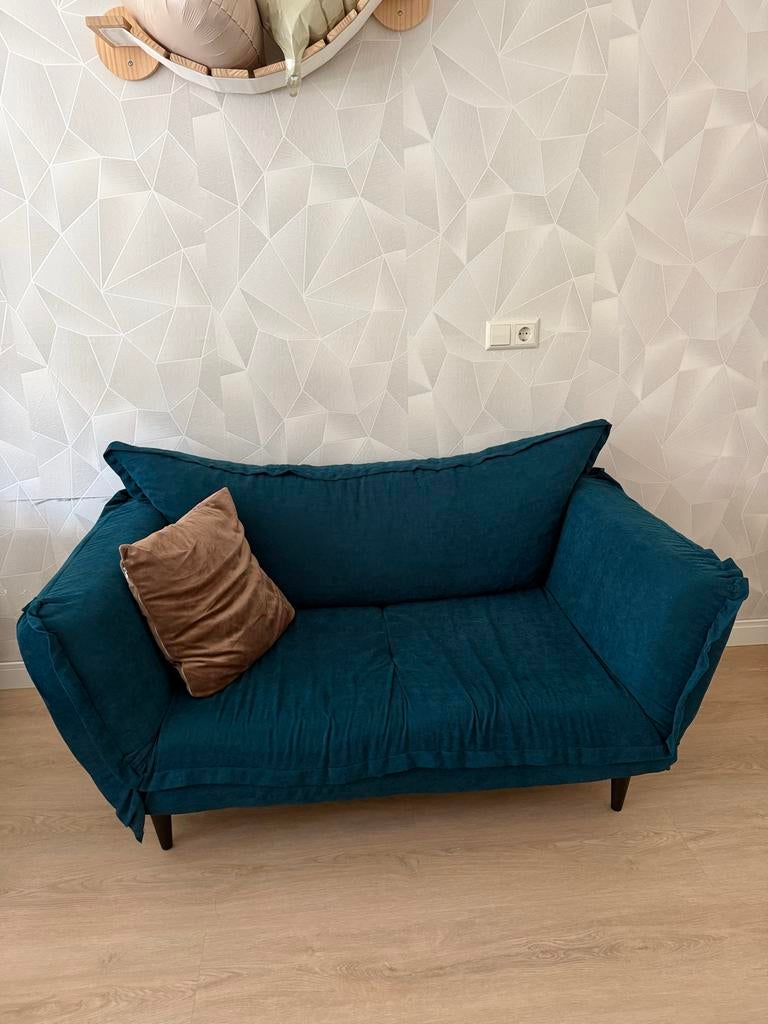 Groene Vintage Bank - Goede Staat!, Ophalen, Gebruikt, Tweepersoons, 75 tot 100 cm