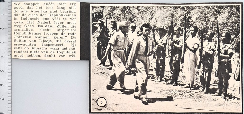 Leger Indië 1949; sultan Djokja inspecteert zelfs op Sumatra, Verzamelen, Verzenden, 1940 tot 1960, Gebruikt, Overige onderwerpen