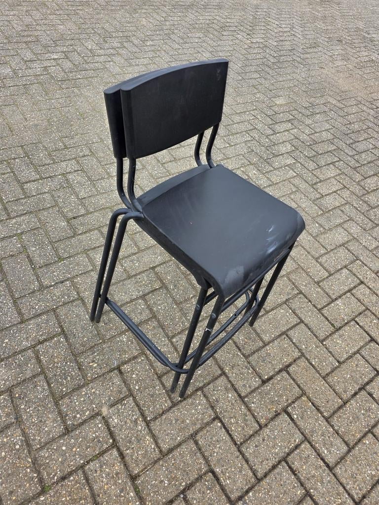 2 zwarte stapelstoelen - ideaal voor extra zitplaatsen, Gebruikt, Twee, Zwart, Ophalen of Verzenden