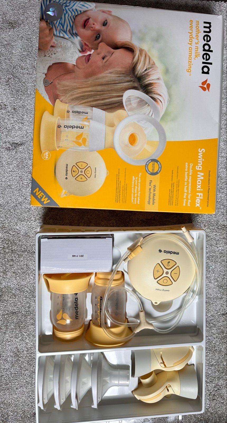 Medela Swing Maxi Flex Dubbele Borstkolf - Zo goed als nieuw, Gebruikt, Dubbelzijdig, Medela, Borstkolf