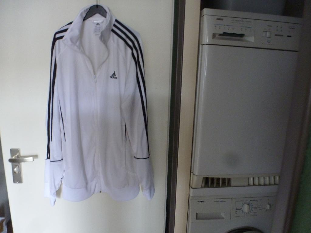 ADIDAS sport jack vest wit zwart L -GRATIS zend, Maat 52/54 (L), Verzenden, Wit, Nieuw