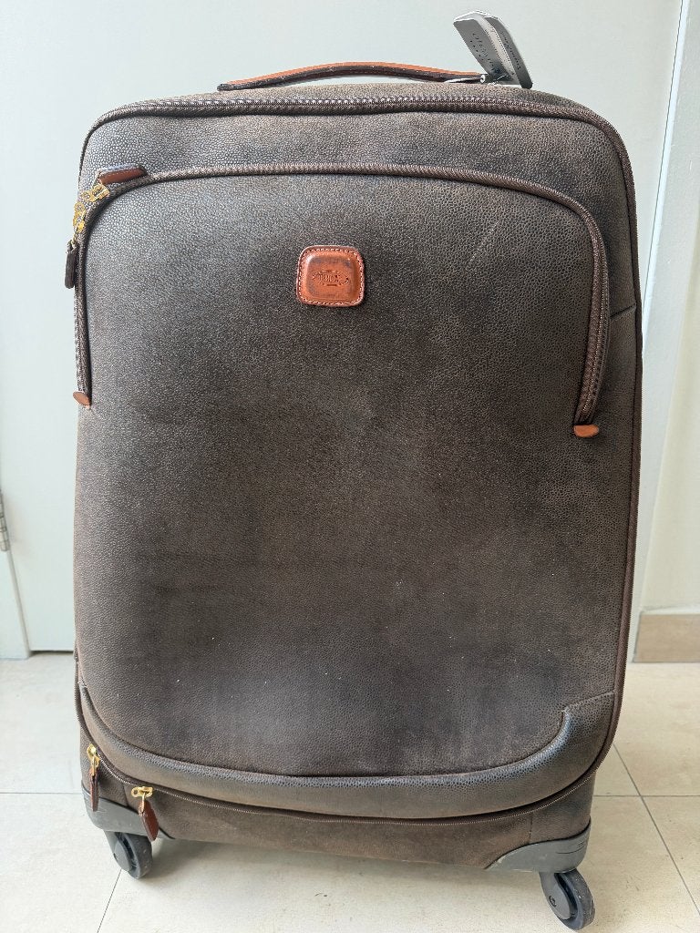 Koffer Brics Bruin leder, Gebruikt, 45 tot 55 cm, Leer, Ophalen of Verzenden