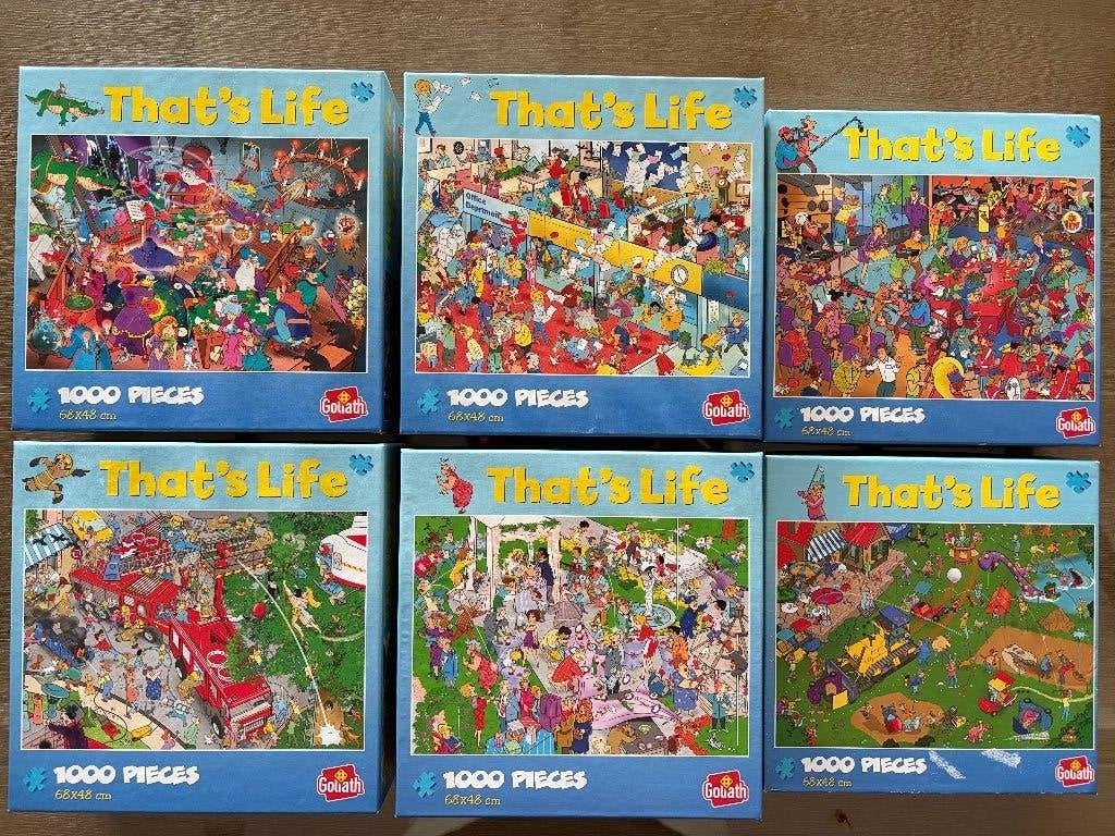 6 puzzels 1000 stukjes, Ophalen of Verzenden, 500 t/m 1500 stukjes, Zo goed als nieuw, Legpuzzel
