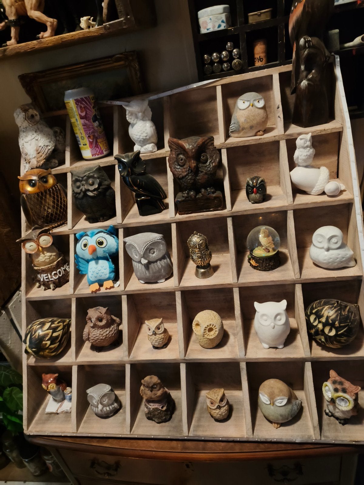 display met uilen, Ophalen