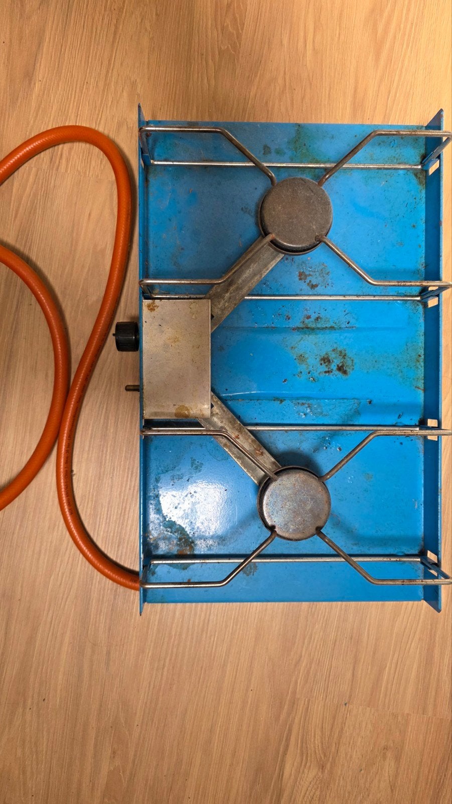 Campingaz Savannah 2-pits gasfornuis met slang en regelaar, Ophalen of Verzenden, Gebruikt
