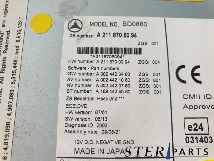 Navigatie Systeem van een Mercedes E-Klasse, Gebruikt, -, Ophalen of Verzenden, -