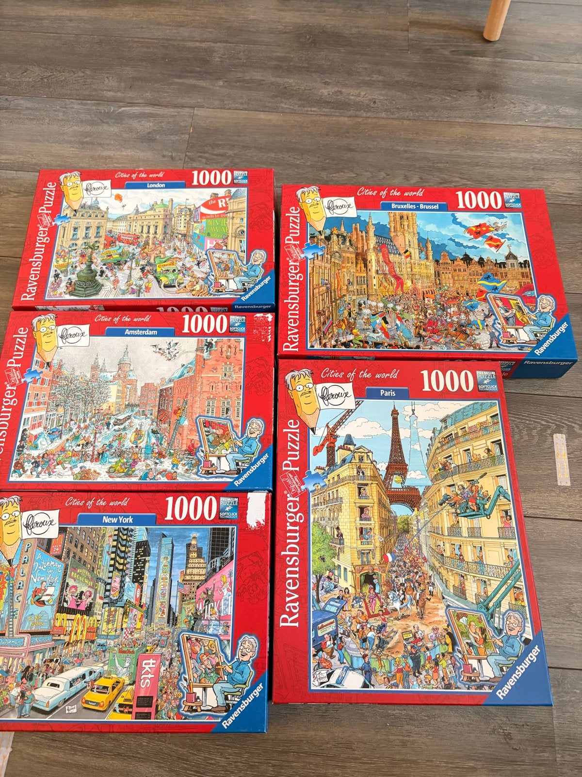 Ravensburger Cities of the World Puzzels (5x 1000 stukjes), Ophalen of Verzenden, 500 t/m 1500 stukjes, Zo goed als nieuw, Legpuzzel