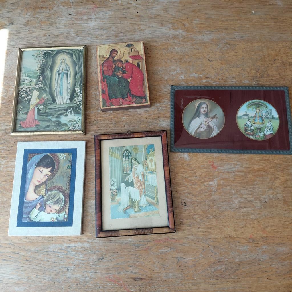 5 schilderijtjes, Antiek en Kunst, Antiek | Religie, Ophalen of Verzenden