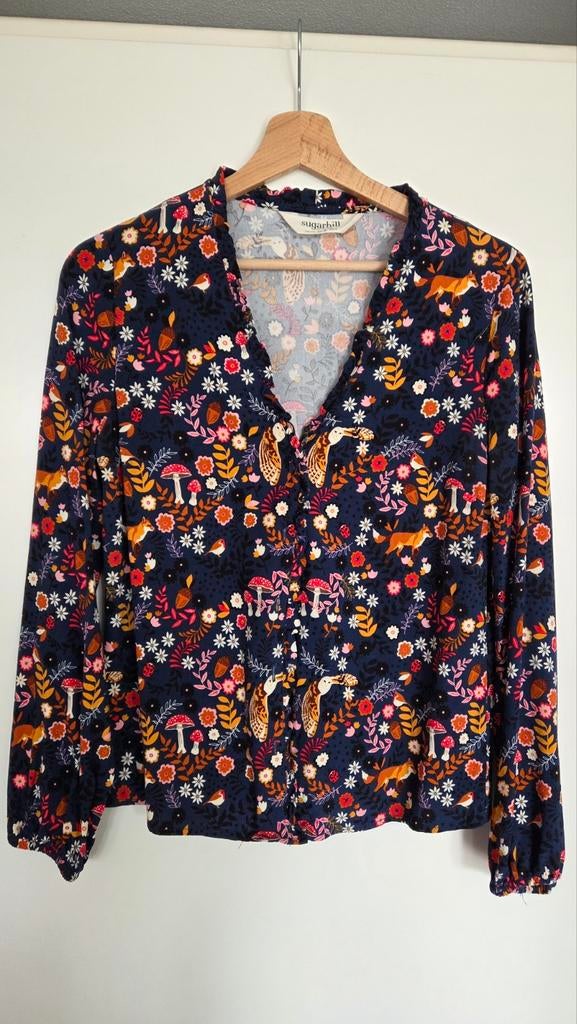Sugarhill Brighton Blouse met bosprint - Maat M, Kleding | Dames, Maat 38/40 (M), Sugarhill Brighton, Zo goed als nieuw, Verzenden