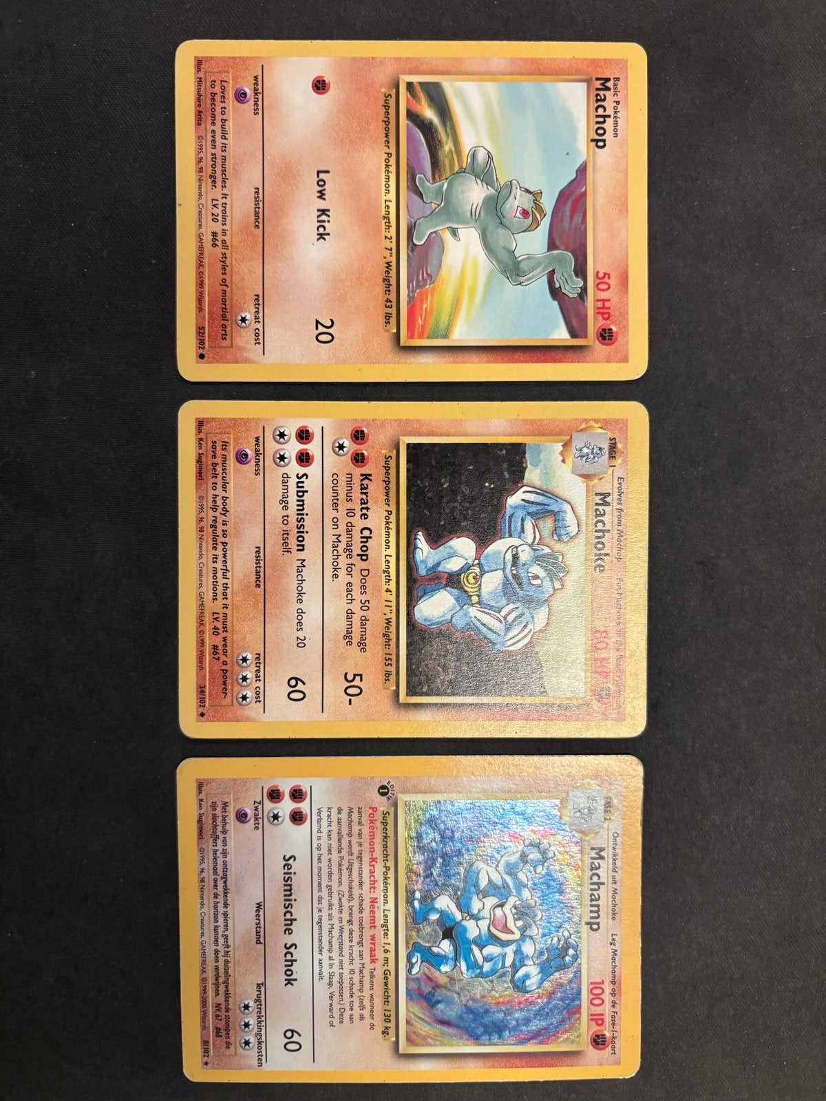 Pokémon Machop, Machoke, Machamp Kaarten Set, Ophalen of Verzenden, Gebruikt, Meerdere kaarten