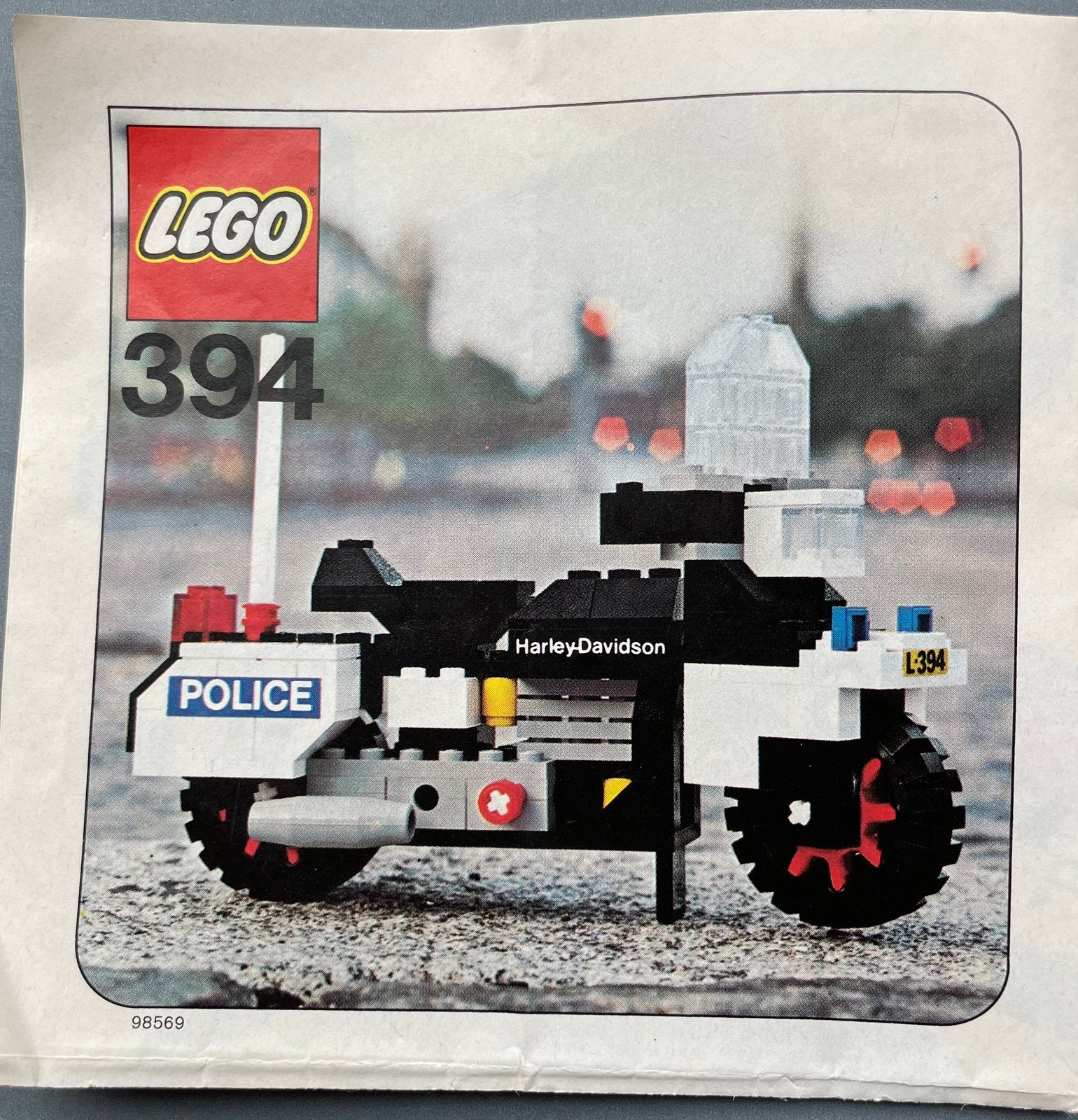 394 LEGO vintage Harley Davidson Politie Motor (Set 394), Gebruikt, Overige thema's, Lego, Ophalen of Verzenden