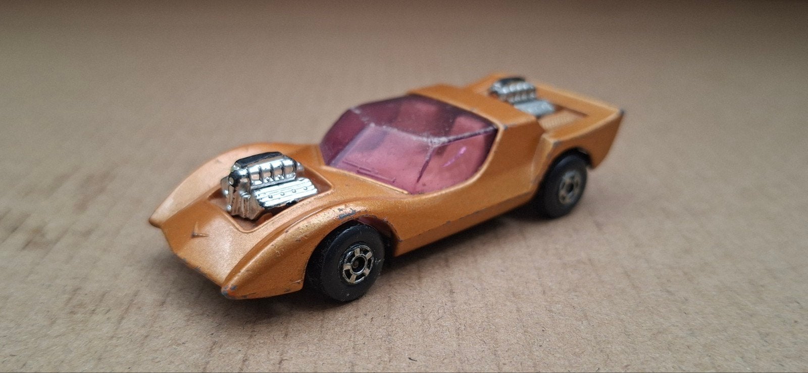 Vintage Matchbox auto - Gouden racewagen, Ophalen of Verzenden, Gebruikt