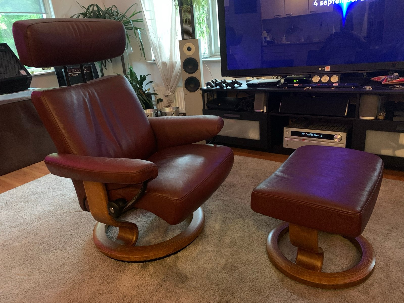 Stressless Ekornes Fauteuil & Voetenbankje - goede staat, Huis en Inrichting, Fauteuils, Ophalen of Verzenden, Gebruikt, Leer