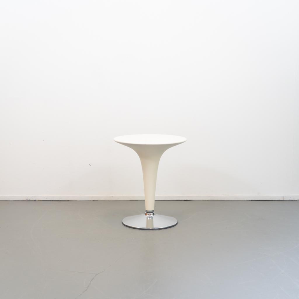 5 Bombo tafel Wit met gasveer rond 55 cm, Huis en Inrichting, Tafels | Eettafels, Zo goed als nieuw, Kunststof