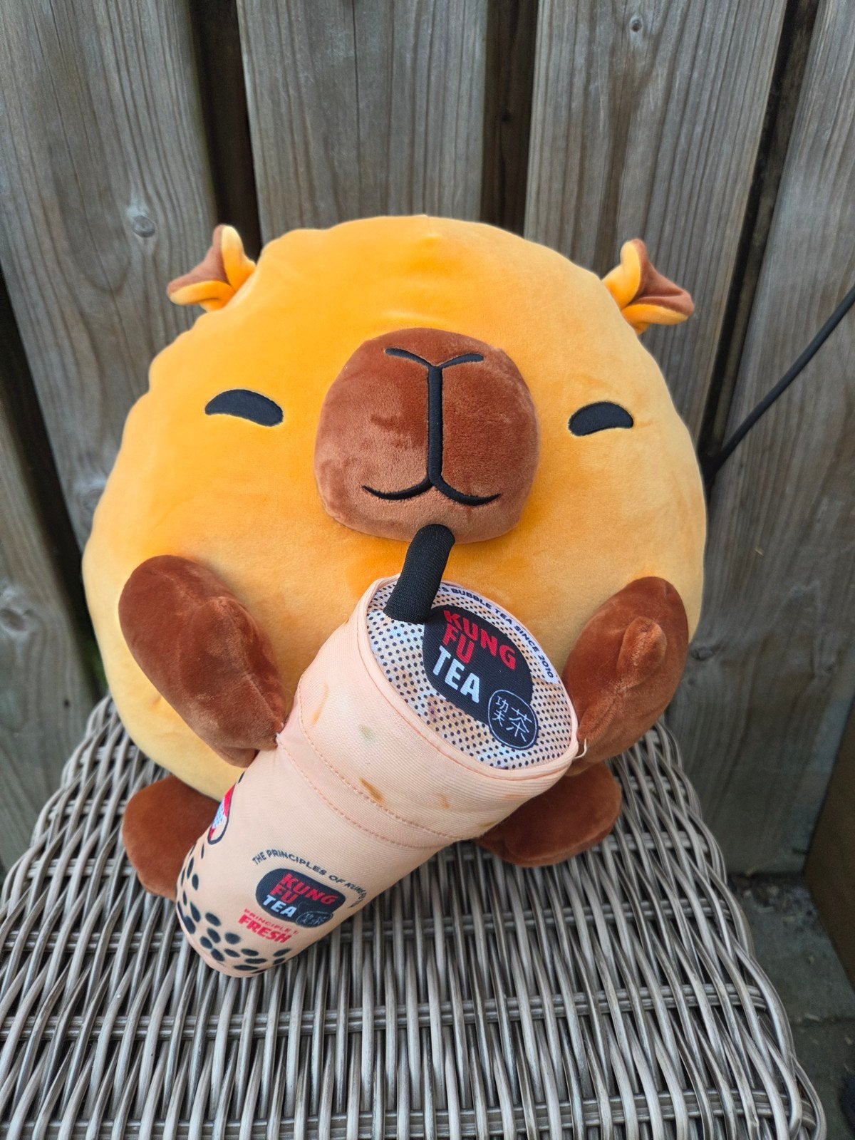 Leuke Capybara Knuffel met Bubble Tea - 35 cm, Overige typen, Ophalen of Verzenden, Zo goed als nieuw, Middelgroot (20 tot 80 cm)