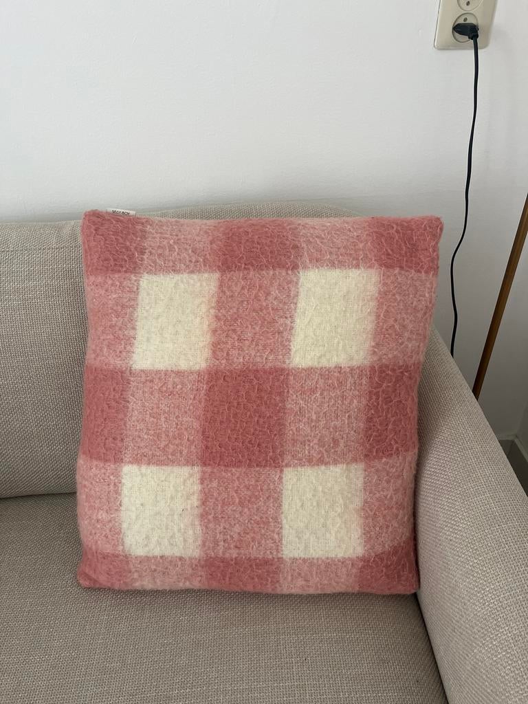 Sissy-Boy kussen 50x50 cm - Geruit roze/wit, Ophalen, Gebruikt, Roze, Vierkant