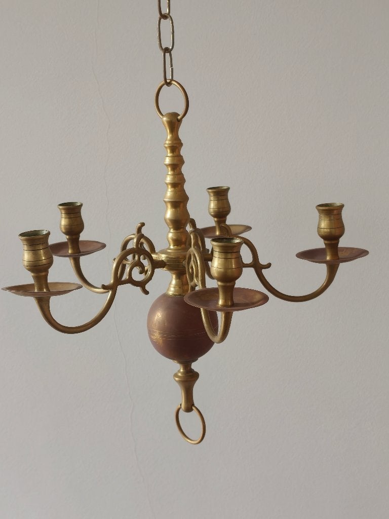 Bolkroonluchter, van koper, Antiek en Kunst, Ophalen of Verzenden, Koper