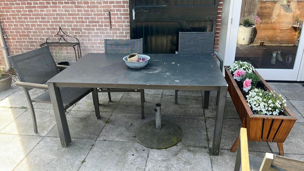 Tuintafel, Tuin en Terras, Ophalen, Gebruikt, Aluminium, Tuinset
