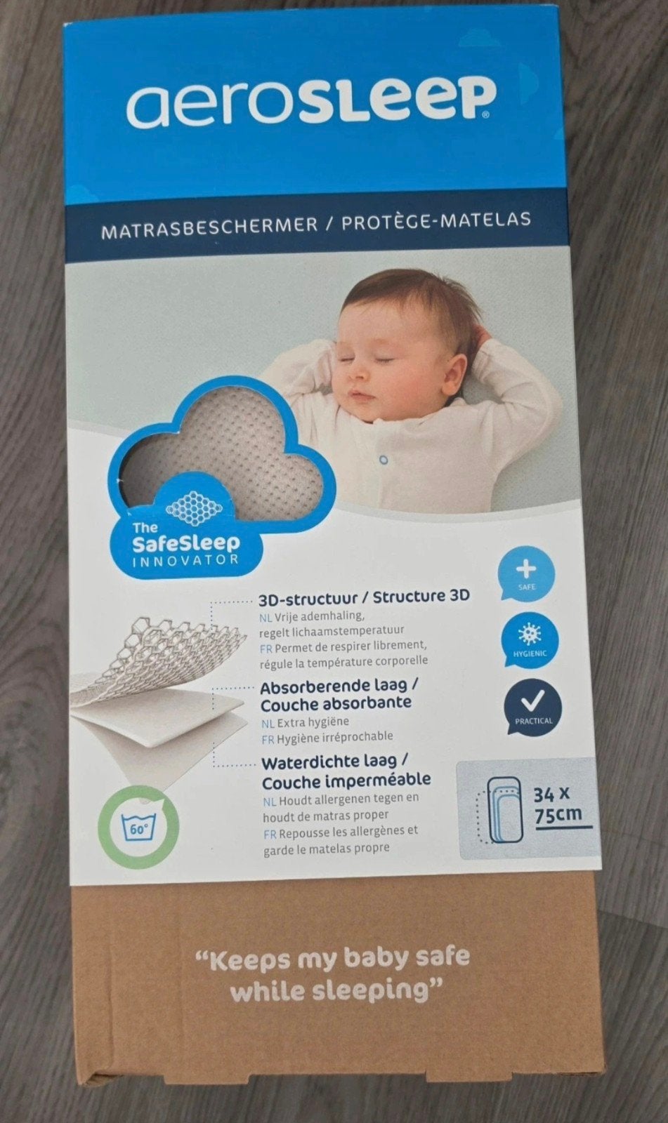 Aerosleep matrasbeschermer 34 x 75cm, Ophalen of Verzenden, Nieuw, Ledikant