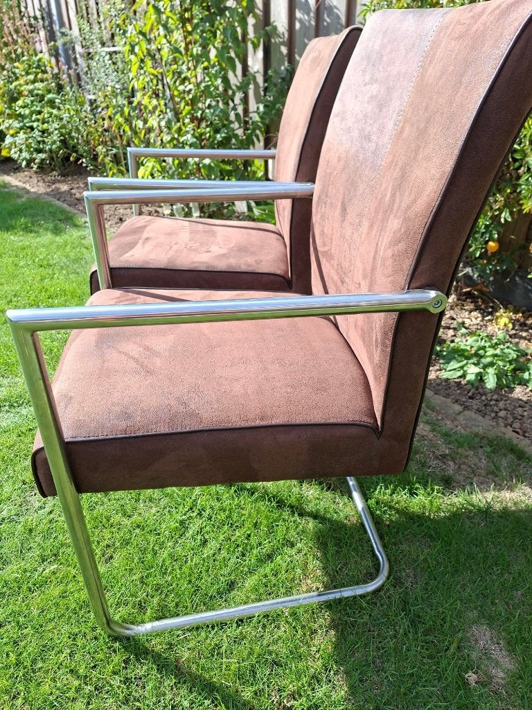 6 eetkamerstoelen, Ophalen, Gebruikt, Bruin, Metaal