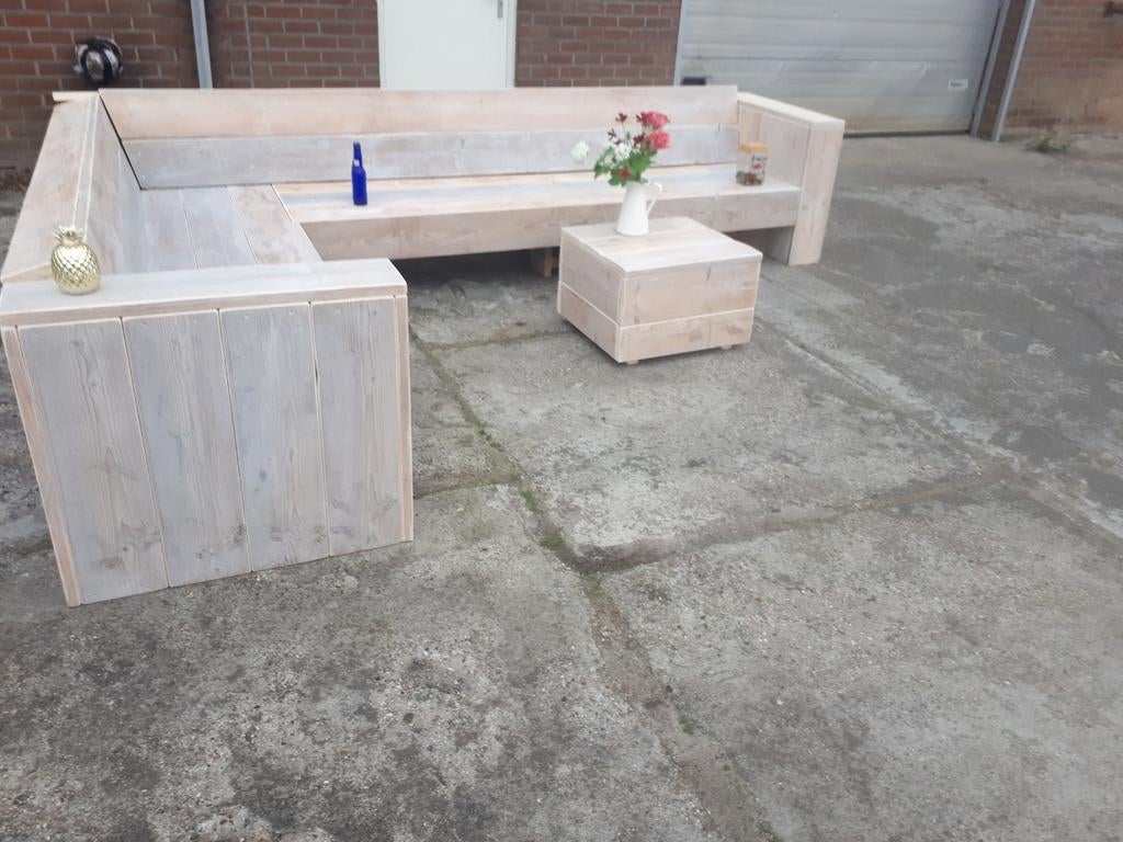Steigerhouten hoekbank van gebruikt steigerhout douglas, Ophalen of Verzenden, Nieuw