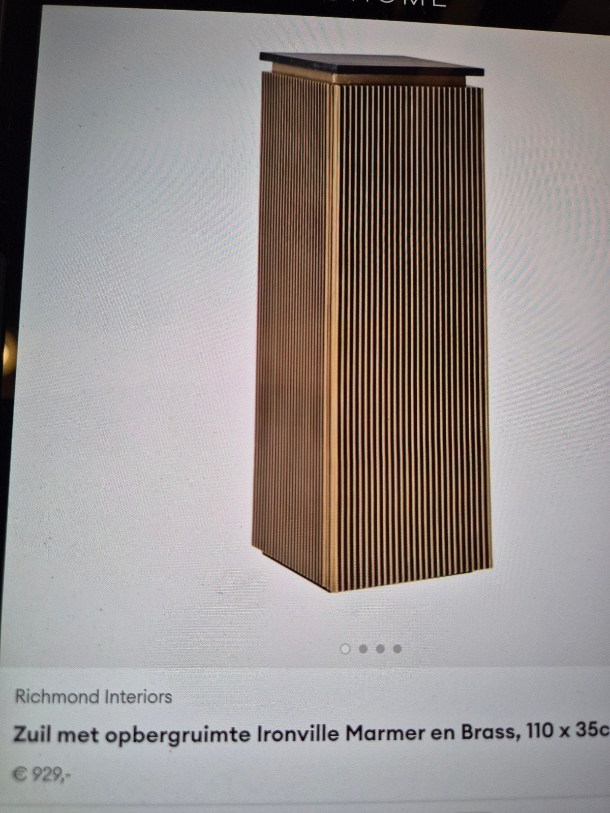 Richmond LUX aanbieding KOLOM IRONVILLE 110X35 GOUD KAST, Ophalen, Rond, 25 tot 50 cm, Nieuw