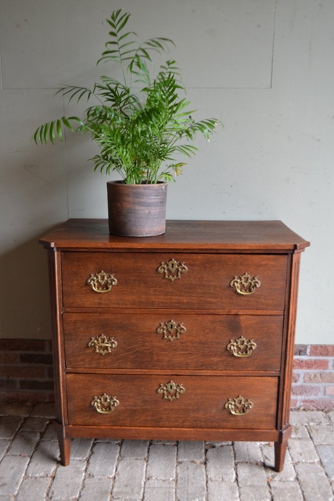 Prachtige strakke antieke eiken houten ladekast, dressoir., Ophalen of Verzenden