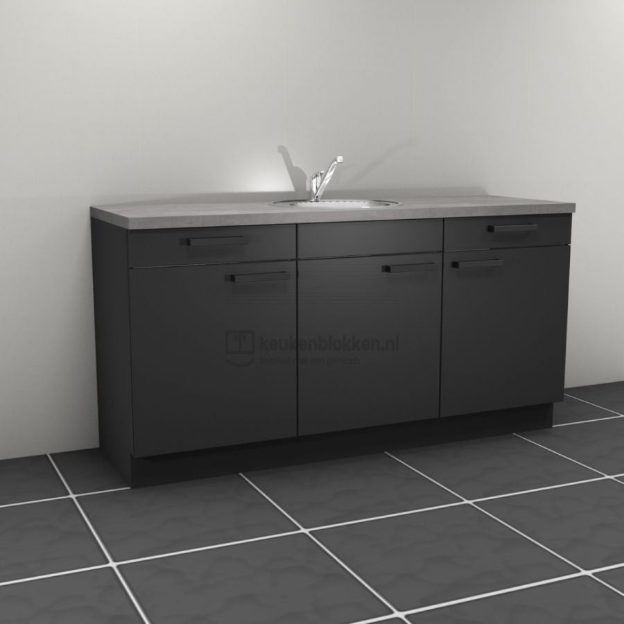 Nieuw graphit keukenblok 1.80m met spoelbak, op voorraad !!, Huis en Inrichting, Ophalen, Zwart, 150 tot 200 cm, Nieuw