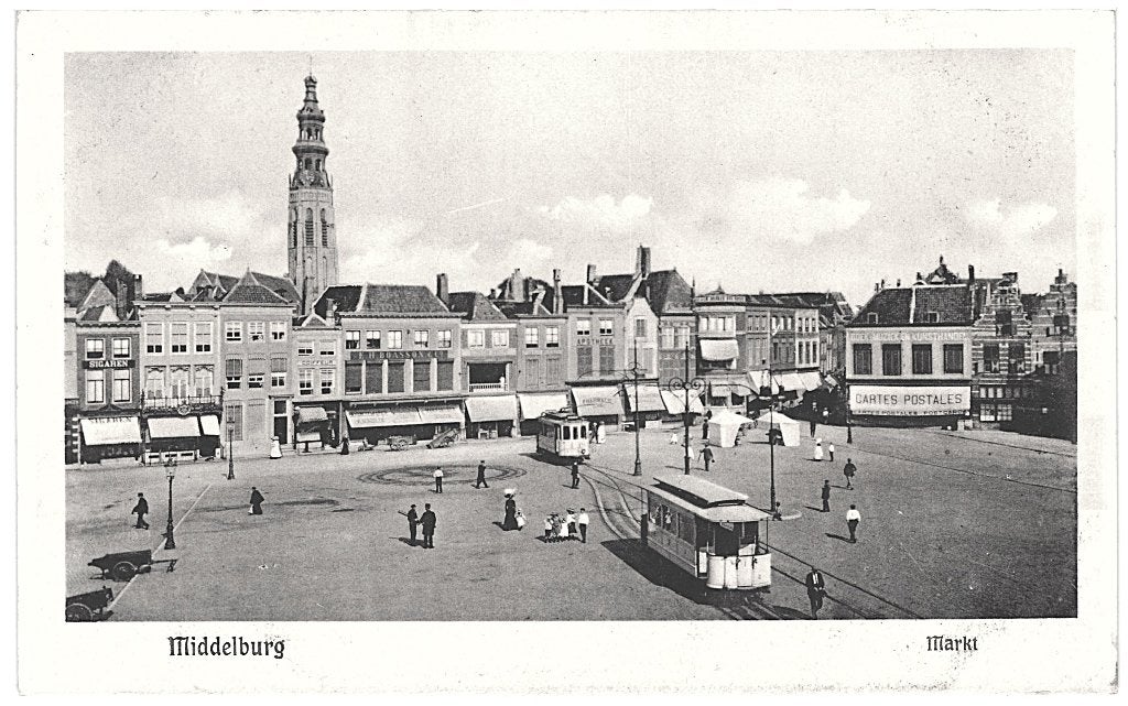 700386 Middelburg Markt Tram Z Nette oude kaart onbeschreven