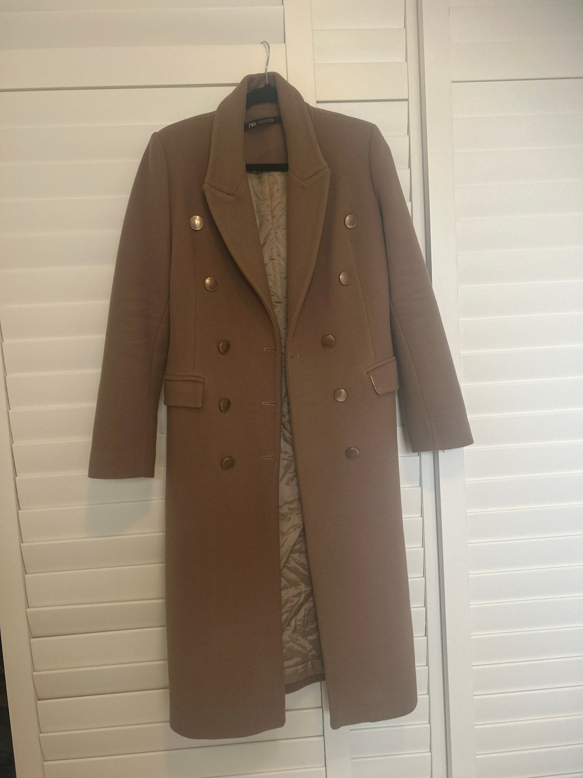 Zara lange mantel maat S, Ophalen of Verzenden, Gedragen, Maat 36 (S), Bruin