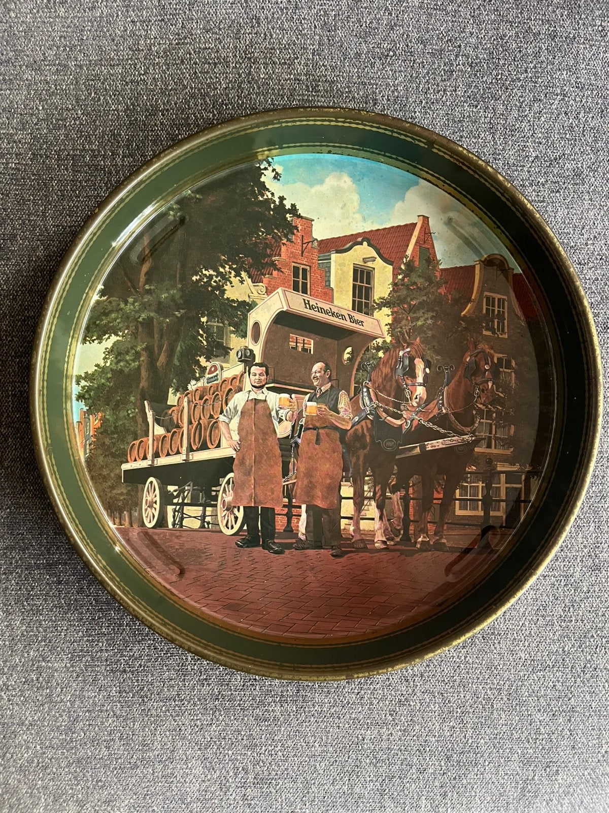 Vintage blikken Heineken Bier dienblad uit de jaren ‘80, Ophalen of Verzenden, Gebruikt, Overige typen, Heineken