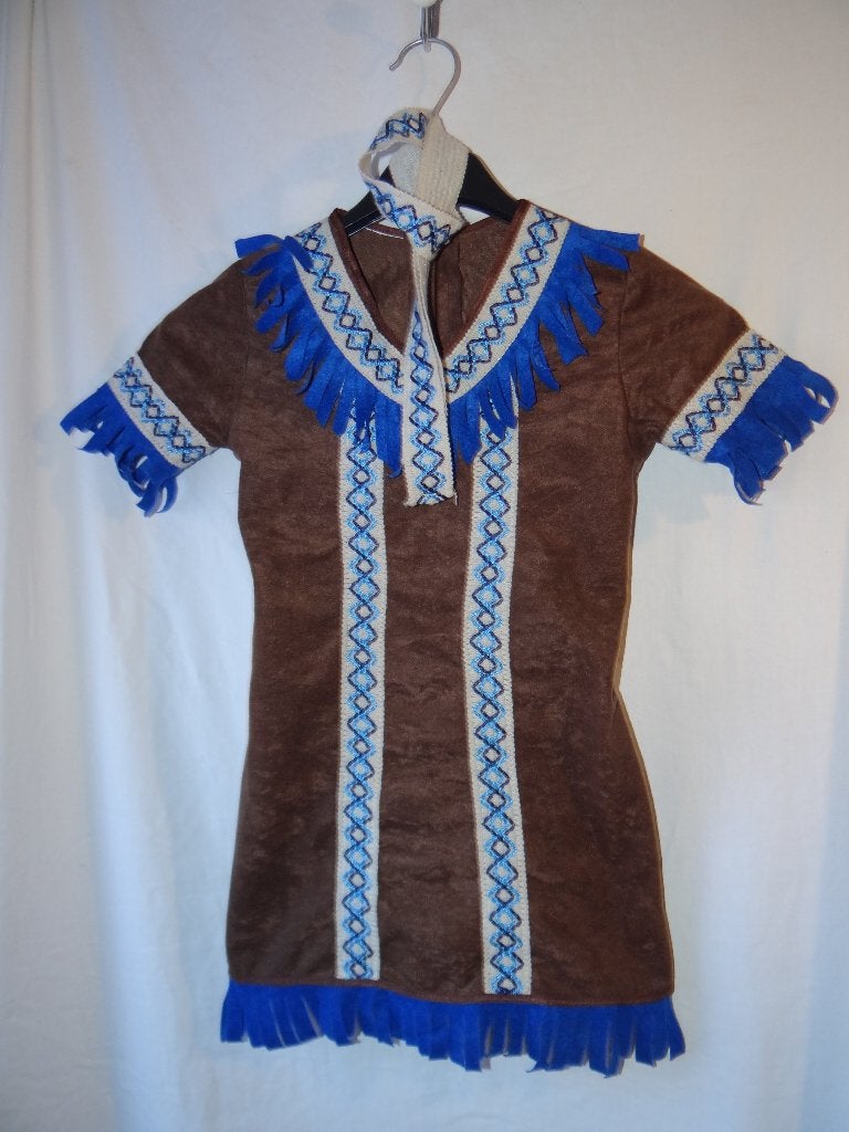 Leuke bruin/wit/blauwe INDIAAN/NATIVE AMERICAN jurkje, Ophalen of Verzenden, Gebruikt, 110 t/m 116, Meisje