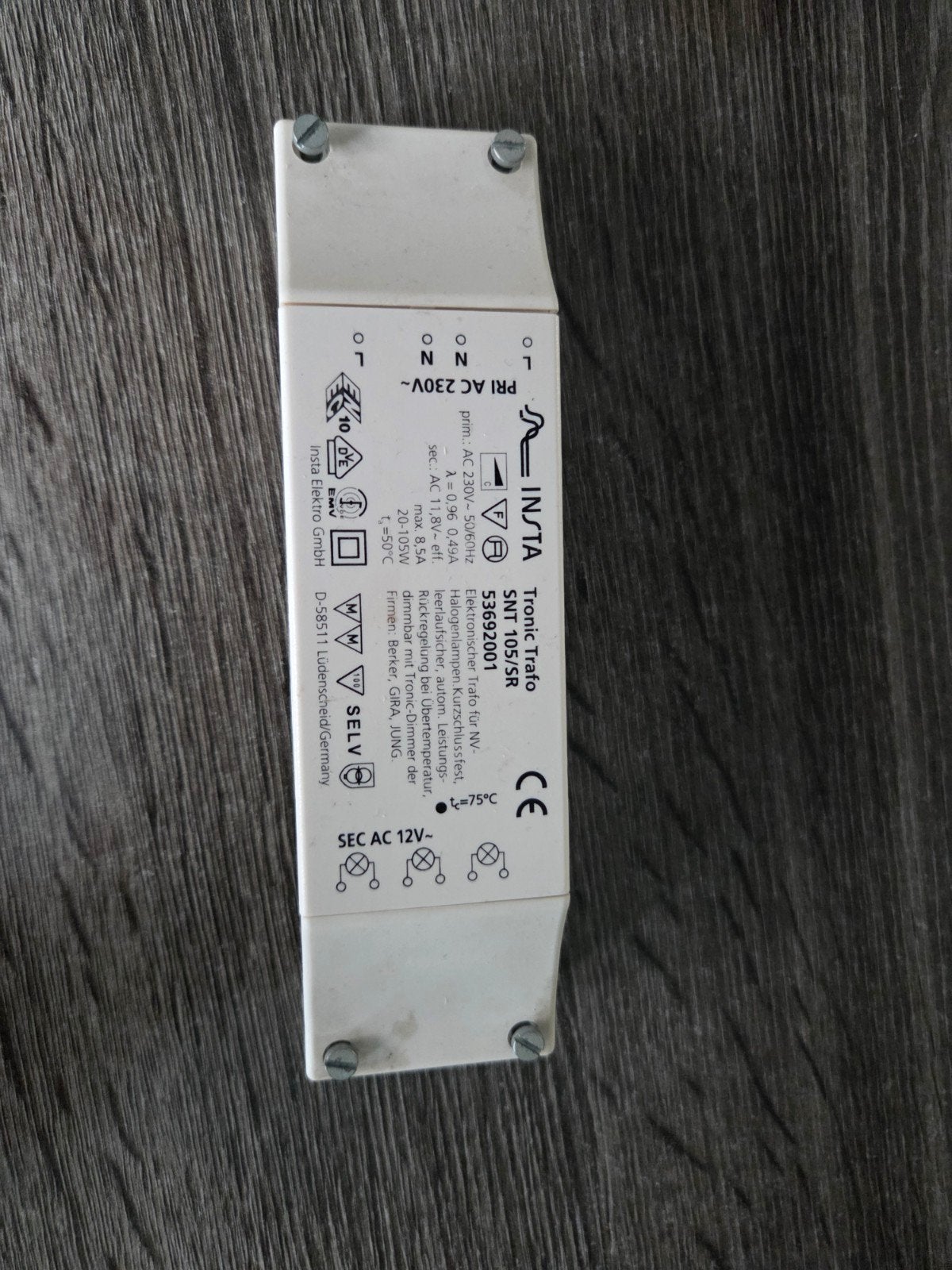 INSTA Tronic Trafo SNT 105/SR - Elektronische Halogeen Trafo, Gebruikt, 60 watt of meer, Dimbaar, Ophalen of Verzenden
