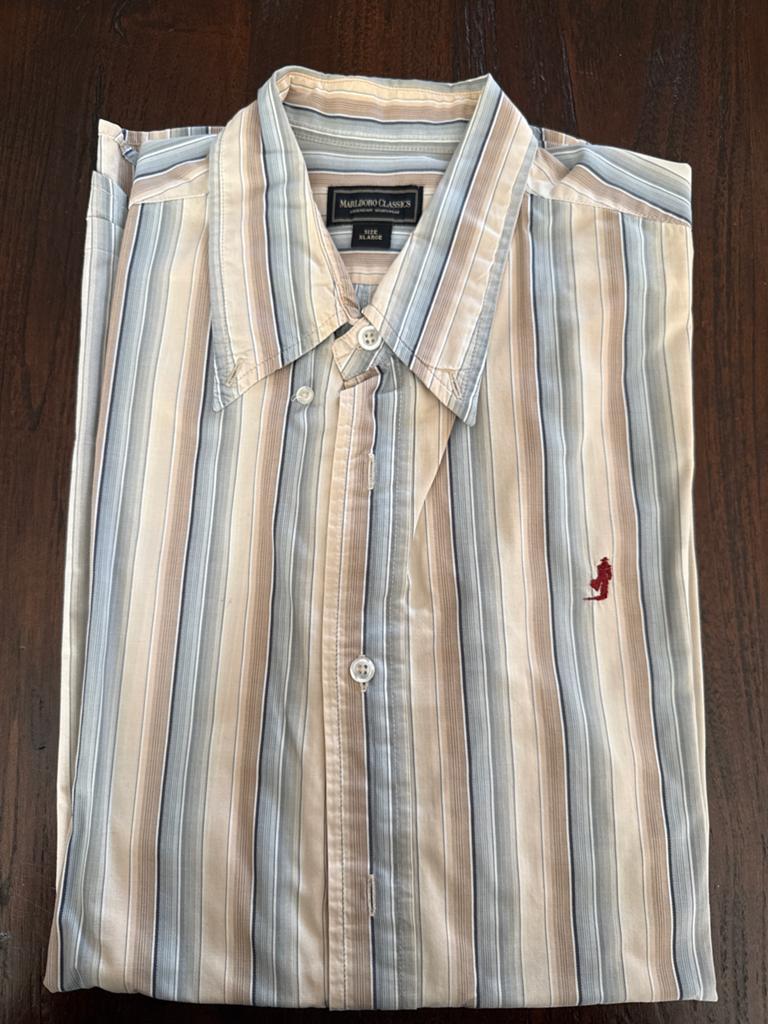 Marlboro Classics gestreept overhemd - Maat XL, Ophalen of Verzenden, Zo goed als nieuw, Overige kleuren, Halswijdte 43/44 (XL)