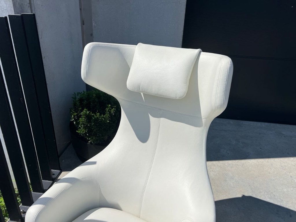 Vitra grand repos met ottoman, leder, Huis en Inrichting, Fauteuils, Verzenden, Zo goed als nieuw, Leer, Design